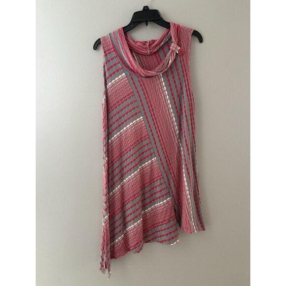 Habitat Clothes Tunic Top Size M Pink Gray Flared Swing Tank Sleeveless Cowl - Picture 15 of 15